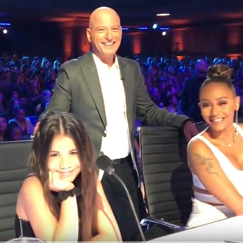 Ashleigh with Howie Mandel on America's Got Talent